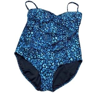 Tropical escape turquoise one piece swimsuit size 14